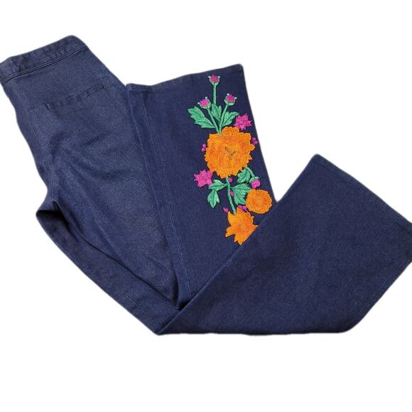 Adam Selman High Waisted Applique Open Seam Wide Leg Jeans size 4 - Picture 2 of 16